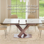 Load image into Gallery viewer, 59" to 70.8" Elegant Extendable Dining Table with Sculptural Cross-Base
