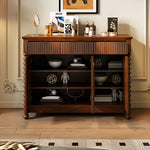 Load image into Gallery viewer, Modern Vintage Sideboard Cabinet Solid Wood Buffet Cabinet with Fluted Design and Arched Doors Storage Console
