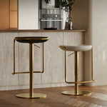 Load image into Gallery viewer, Modern Adjustable Swivel Bar Stool with Black Upholstered Seat and Gold Metal Base 1 Piece
