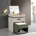 Load image into Gallery viewer, Modern Minimalist Vanity Desk with LED Mirror Storage Drawer Makeup Table Set with Upholstered Stool
