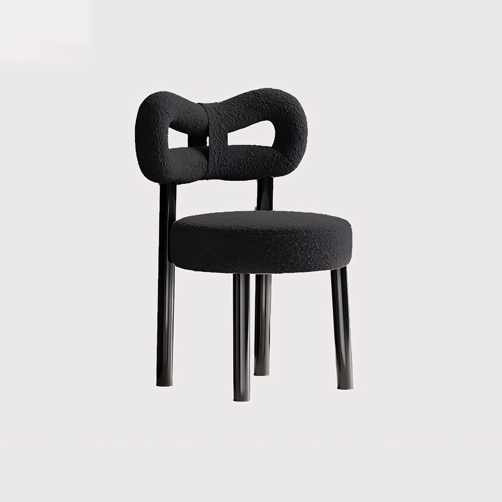 Modern Bouclé Dining Chair with Sculptural Open Backrest 1 Piece