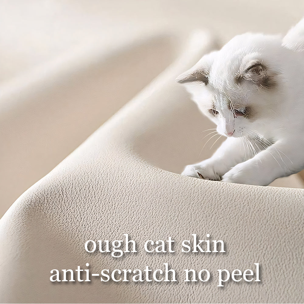 Modern Low-Profile Cat-Scratch Leather Sofa