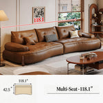 Load image into Gallery viewer, Modern Curved Leather Sofa Camel Upholstery Low Profile Contemporary Lounge Design
