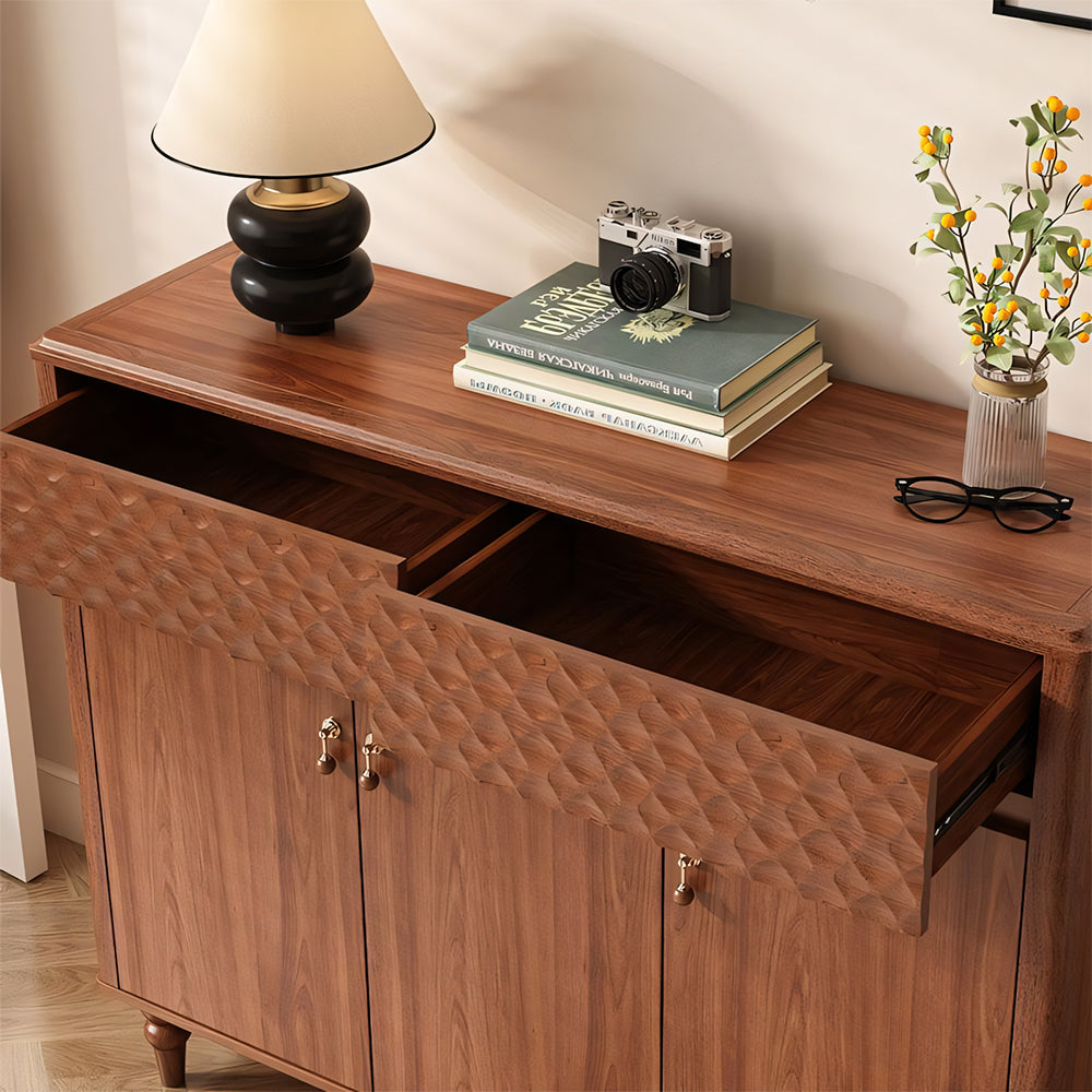 47.2'' Modern Wooden Shoe Cabinet Entryway Storage Cabinet with Textured Drawers & Doors