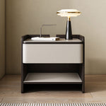 Load image into Gallery viewer, Modern Nightstand with Saddle Leather Finish Silent Drawer Rails
