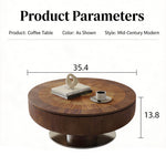 Load image into Gallery viewer, Modern Round Walnut Coffee Table Radial Veneer Design Metal Base
