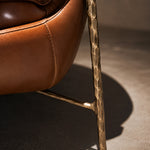 Load image into Gallery viewer, Vintage Leather Lounge Chair Mid Century Accent Chair with Wrought Iron Fram
