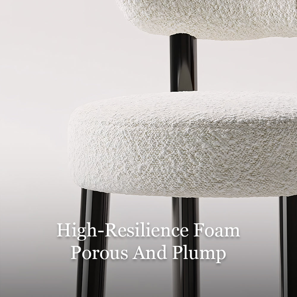 Modern Bouclé Dining Chair with Sculptural Open Backrest 1 Piece