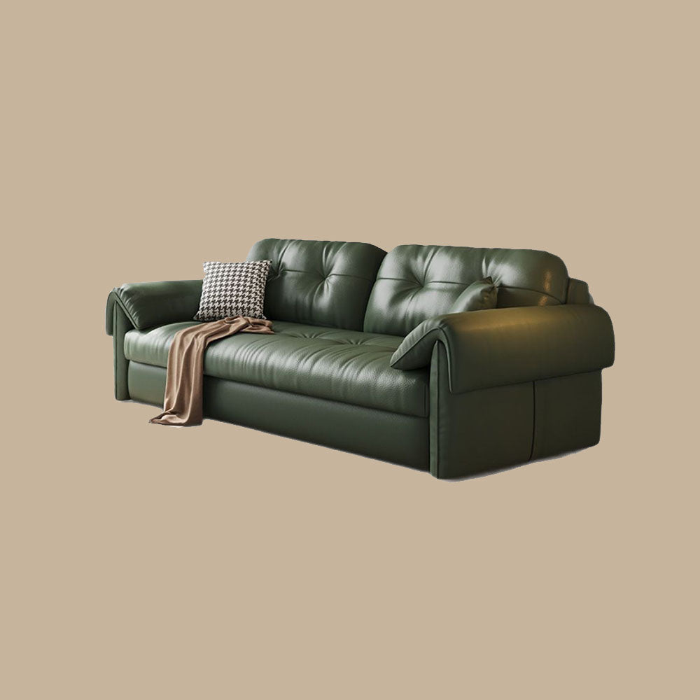 Contemporary Faux Leather Sofa Bed Sleeper Sofa with Hidden Storage & Metal Frame