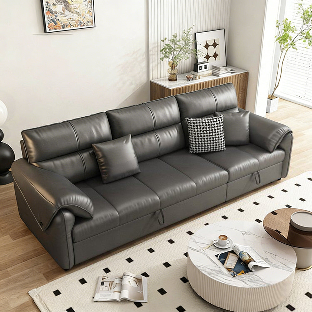 Modern Faux Leather Sofa Bed Convertible Sleeper with Pull Out Design Pet Friendly