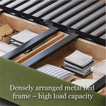 Load image into Gallery viewer, Close-up of hidden storage compartment beneath coffee table on sofa bed
