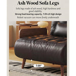 Load image into Gallery viewer, Modern Faux Leather Sofa Bed Convertible Sleeper Couch with Wood Armrests Tufted Design
