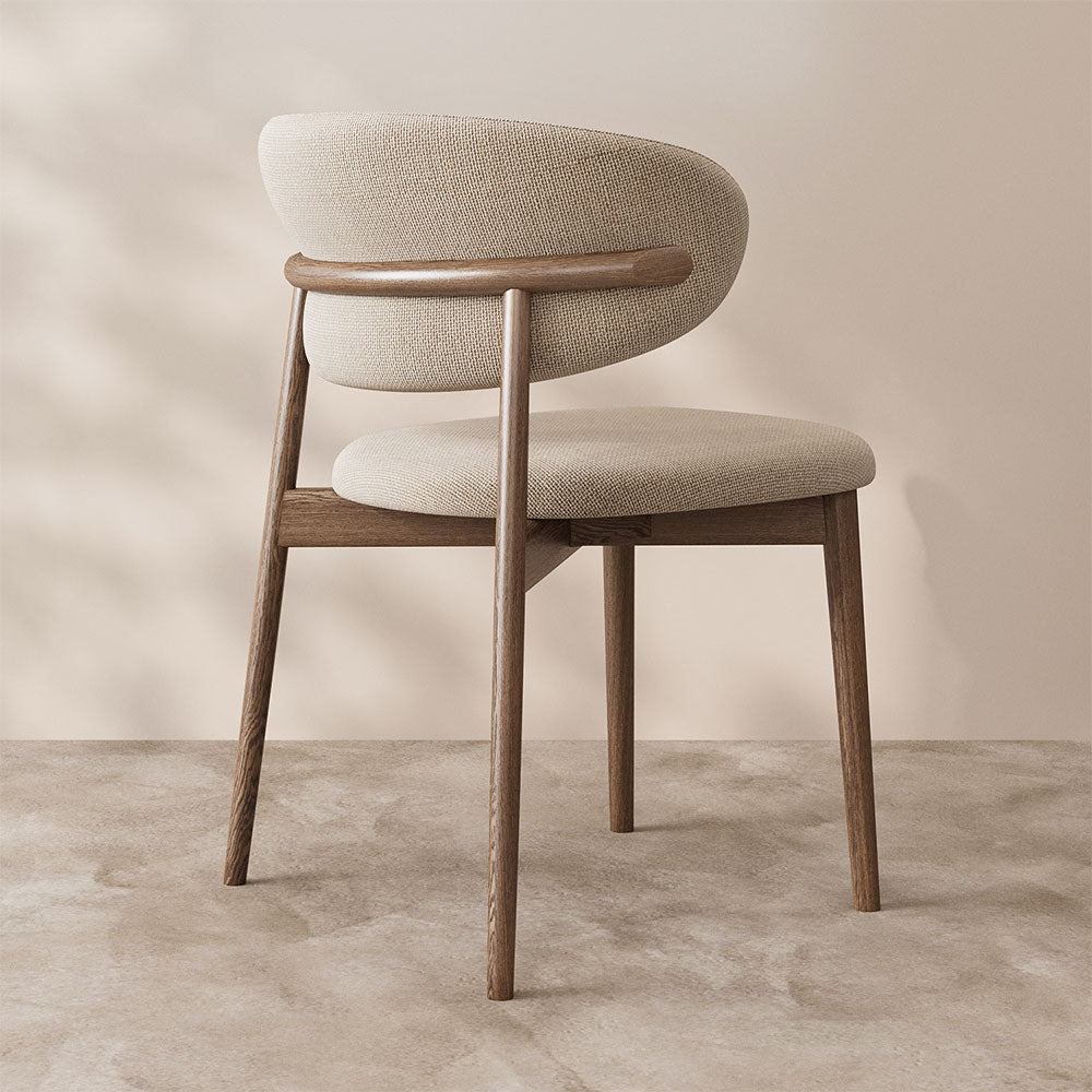 2PCS Dining Chair Modern Ash Wood Frame Curved Backrest