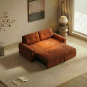 Contemporary terracotta sleeper sofa with soft plush cushions and supportive seating