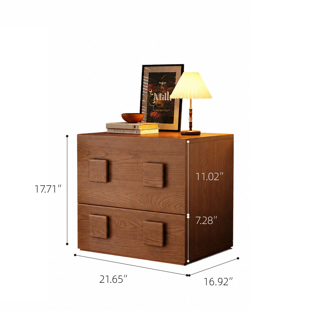 Retro Wood Bedside Table with Drawers for Bedroom