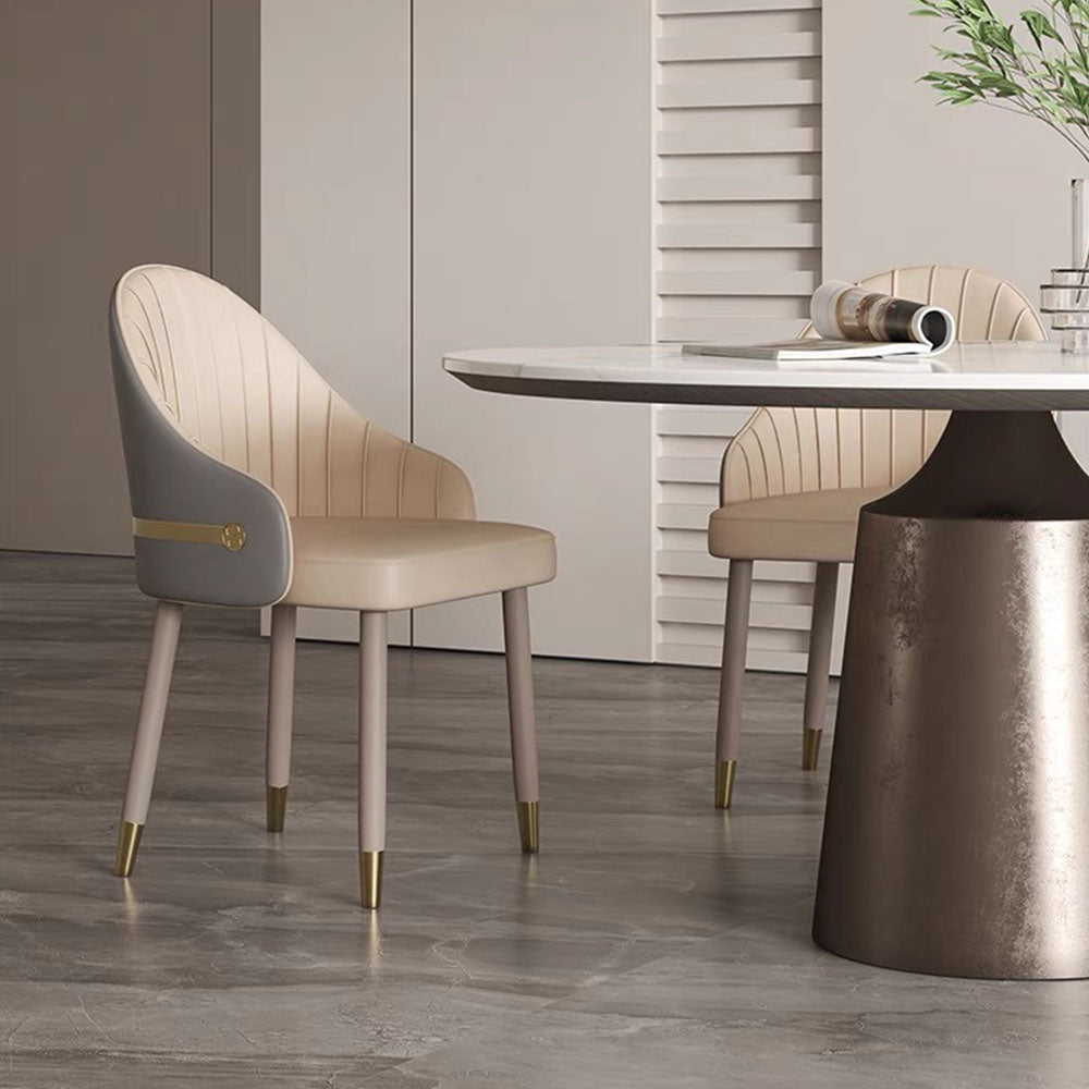 Set of 2 Modern Luxury Dining Chairs with Curved Backrest and Dual-Tone Upholstery