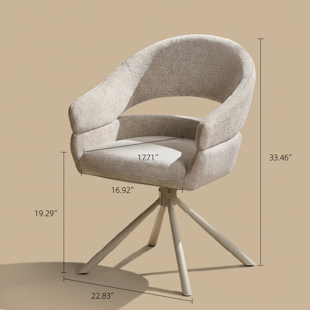 Modern Swivel Upholstered Dining Chair Curved Back Accent Chair with Metal Base 1-Piece