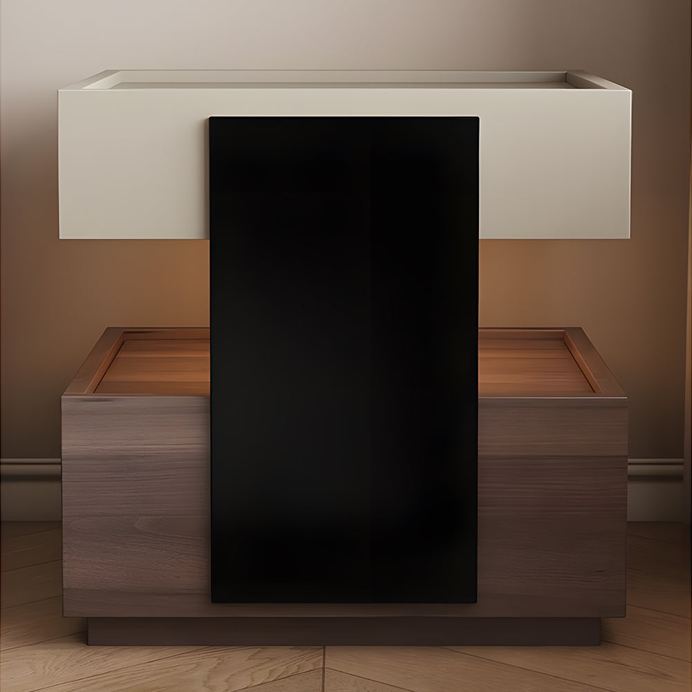 Modern Two Tier Bedside Table with Drawer Tray Top Nightstand Wood Storage Bedside Cabinet