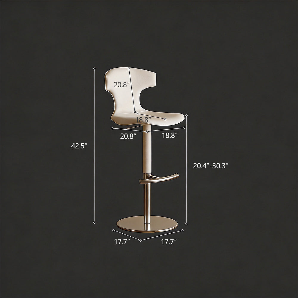 Modern Adjustable Swivel Bar Stool with Curved Backrest 1 Piece