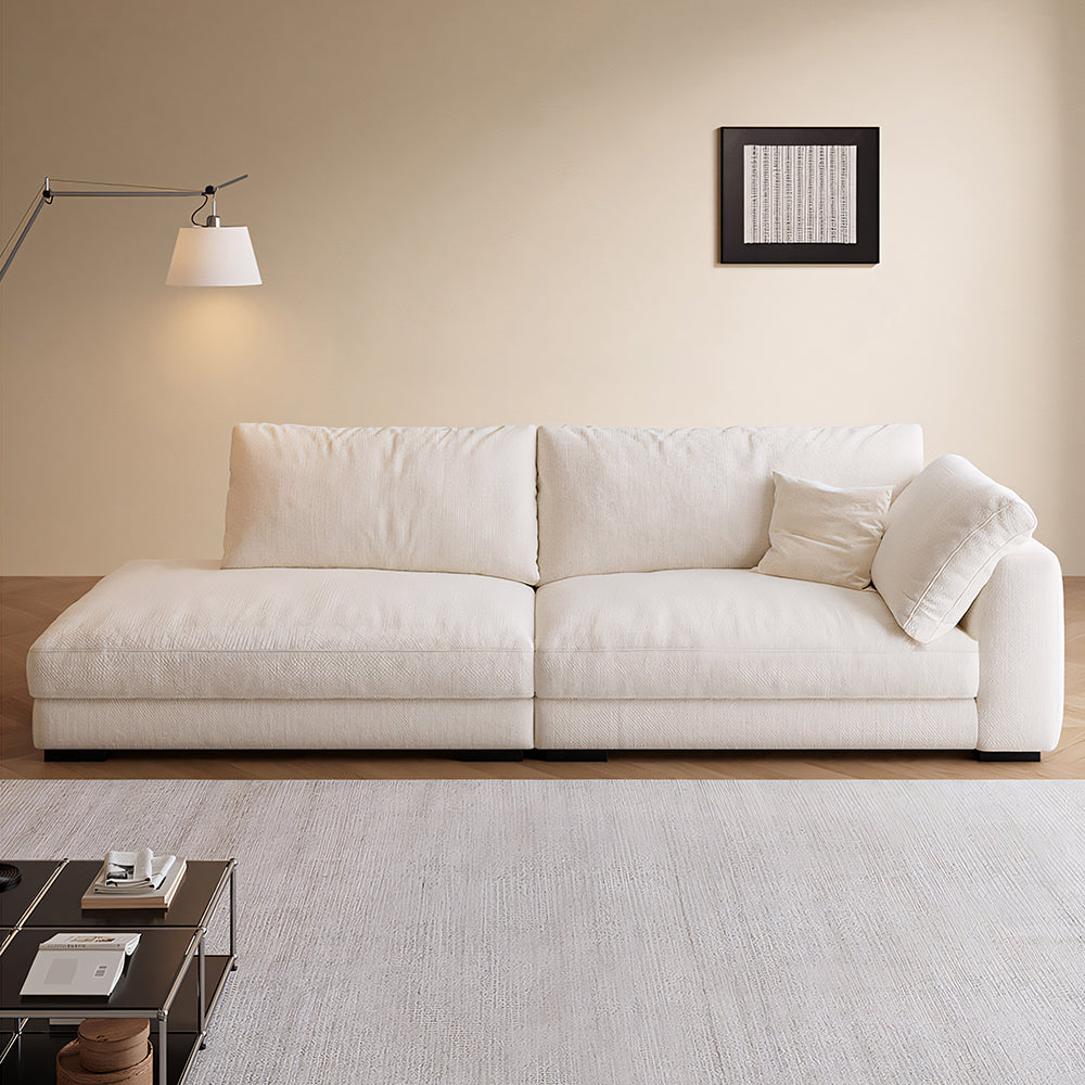 Modern Velvet Sofa Deep Seat Asymmetrical Design Removable Cover Couch