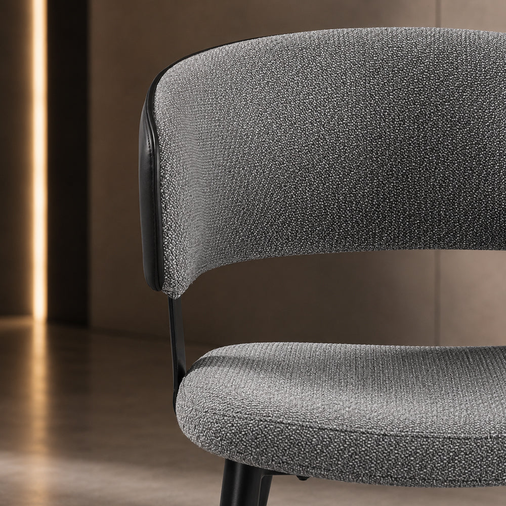 Layered Microfiber Texture Ergonomic Grey Residential Dining Room Chair 1 Piece