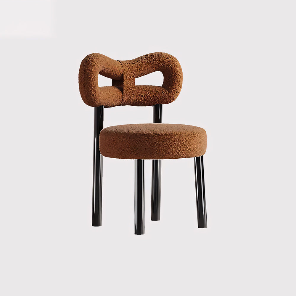 Modern Bouclé Dining Chair with Sculptural Open Backrest 1 Piece