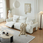Load image into Gallery viewer, 106.2'' Modern Electric Reclining Sofa Cream Fabric Power Sofa with Adjustable Footrest and Wide Armrests
