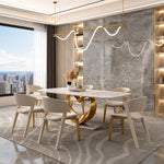 Load image into Gallery viewer, Modern Upholstered Dining Chair Set of 2 with Gold Metal Legs and Channel-Tufted Backrest
