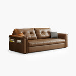 Load image into Gallery viewer, Modern Brown Faux Leather Sofa Bed with Storage Convertible Sleeper Couch
