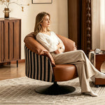 Load image into Gallery viewer, Modern Swivel Lounge Chair Faux Leather Accent Chair with Sculptural Cushion Design
