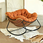 Load image into Gallery viewer, Modern Papasan Lounge Chair with Woven Rattan Frame and Plush Cushion
