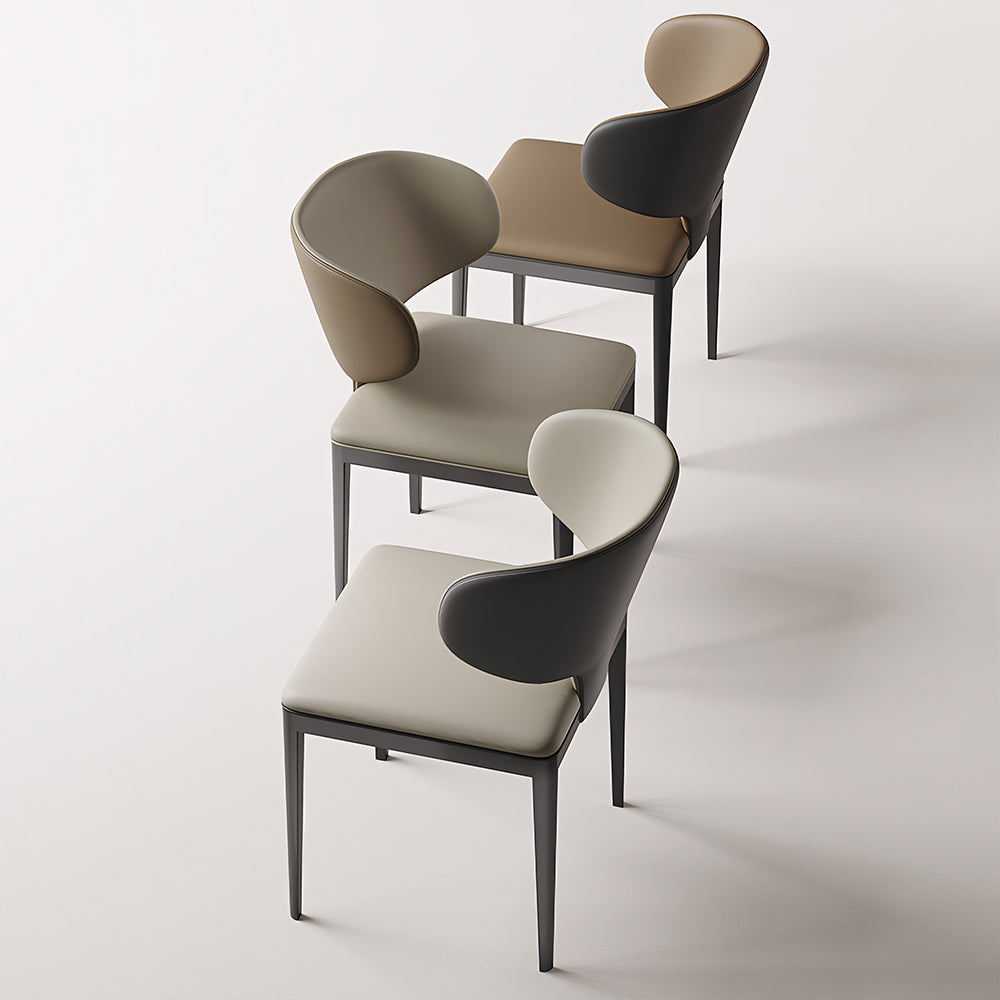 Modern Upholstered Dining Chair with Sculptural Curved Backrest 1 Piece