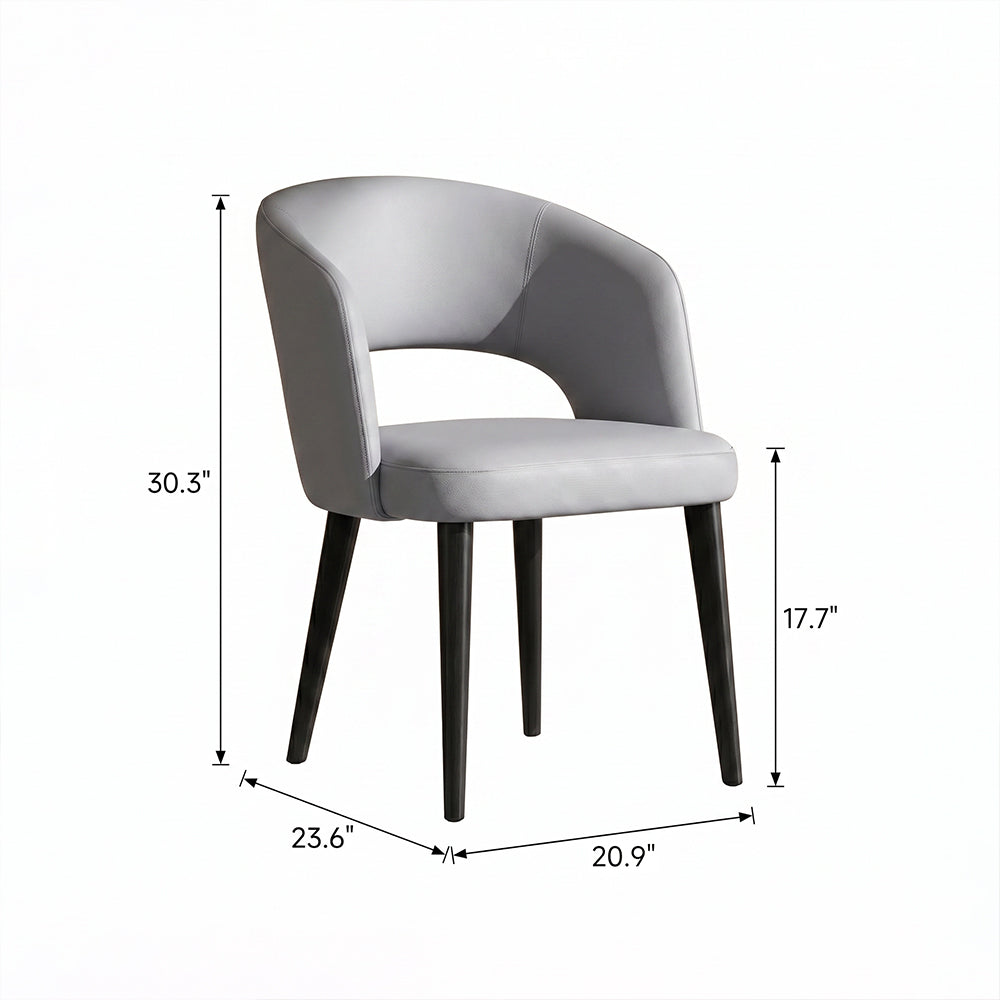 Modern Hollow Back Grey Faux Leather Padded Seat Contemporary Dining Chair 1 Piece