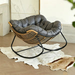 Load image into Gallery viewer, Modern Papasan Lounge Chair with Woven Rattan Frame and Plush Cushion
