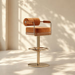 Load image into Gallery viewer, Modern Luxury Swivel Bar Stool with Cylindrical Backrest Gold Metal Frame Counter Chair 1 Piece
