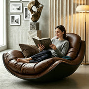 Modern Oversized Faux Leather Lounge Chair Deep Seat Lazy Sofa Accent Chair