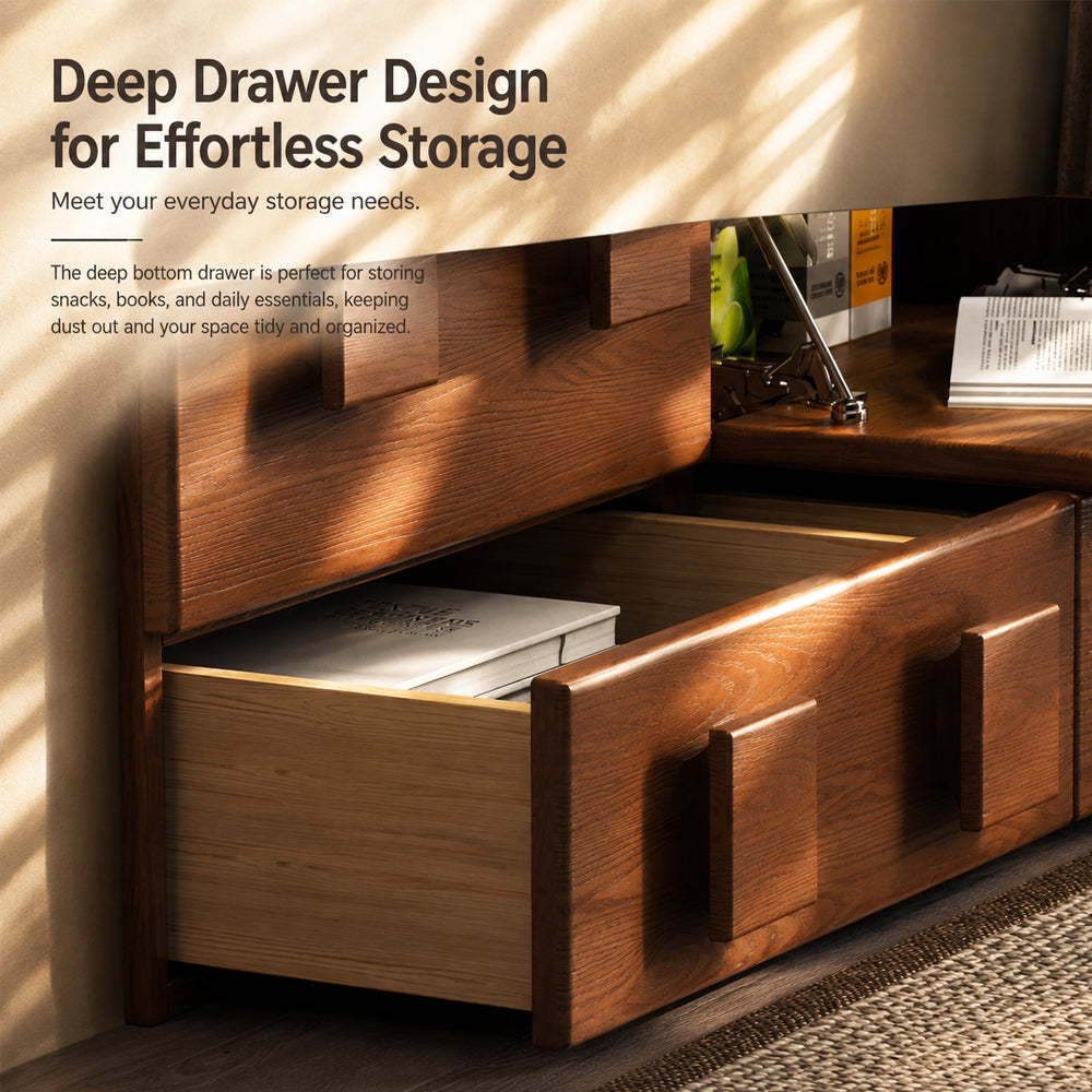 Retro Wood Bedside Table with Drawers for Bedroom