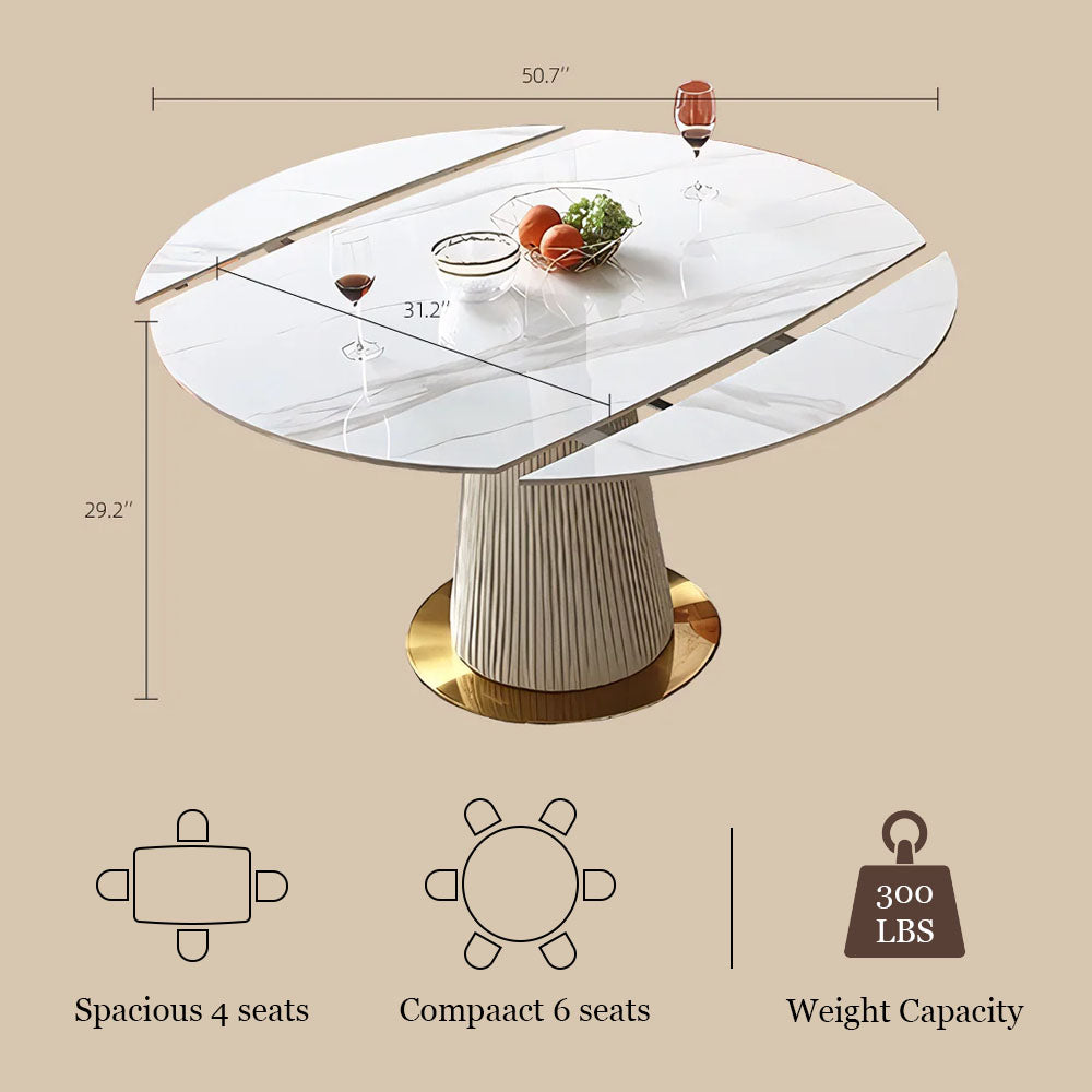 50.7" Convertible Folding Dining Table Round to Square Expandable Dining Table