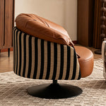 Load image into Gallery viewer, Modern Swivel Lounge Chair Faux Leather Accent Chair with Sculptural Cushion Design

