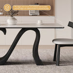 Load image into Gallery viewer, Creative S-shaped Walnut Base Round Dining Table with Marble Effect Surface
