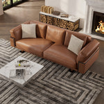 Load image into Gallery viewer, 110" Modern 4-Seater Leather Sofa Luxury Comfort with High-Density Foam Solid Wood Frame &amp; Brushed Stainless-Steel Accents
