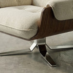 Load image into Gallery viewer, Cream Tufted Fabric Swivel Lounge Chair with Walnut Frame
