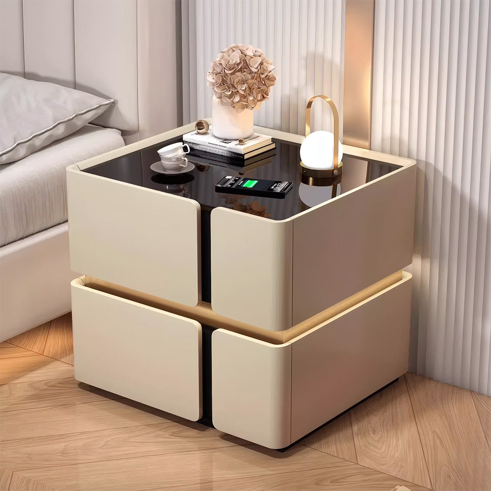 Smart Nightstand with Wireless Charging USB Ports & Motion Sensor Light