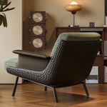 Load image into Gallery viewer, Modern Accent Lounge Chair Mixed Fabric and Faux Leather Armchair Upholstered Leisure Chair with Metal Legs
