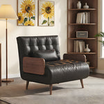 Load image into Gallery viewer, Modern Faux Leather Sofa Bed Convertible Sleeper Couch with Wood Armrests Tufted Design

