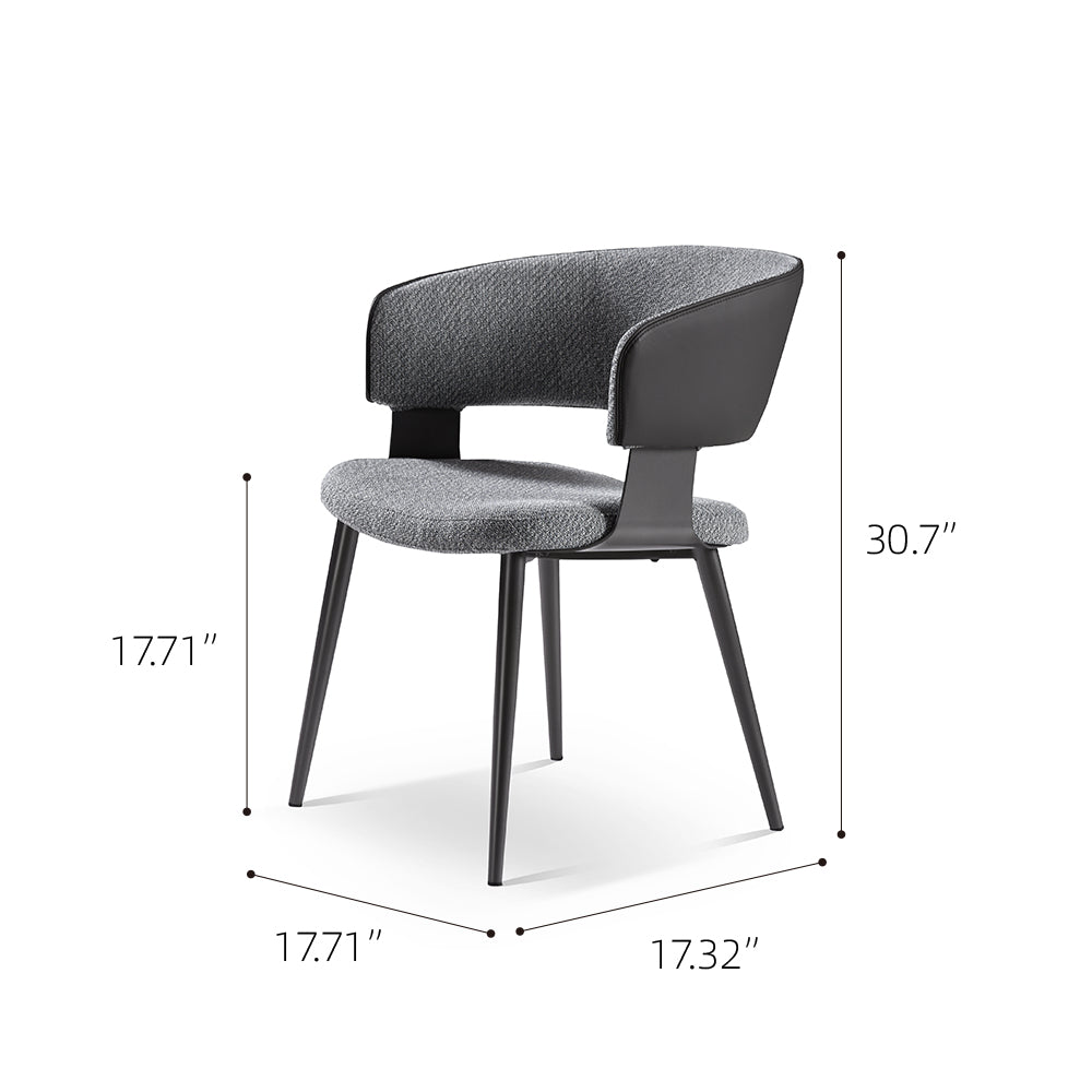 Layered Microfiber Texture Ergonomic Grey Residential Dining Room Chair 1 Piece