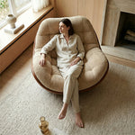 Load image into Gallery viewer, Modern Curved Lounge Chair Upholstered Comfort Accent Chair with Leather Base
