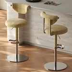 Load image into Gallery viewer, 1 Piece Modern Adjustable Bar Stool with Geometric Woven Velvet Upholstery and Stainless Steel Base
