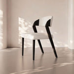 Load image into Gallery viewer, Modern Minimalist Dining Chair Set of 2 Elegant Cream Upholstery &amp; Sculpted Wood Frame
