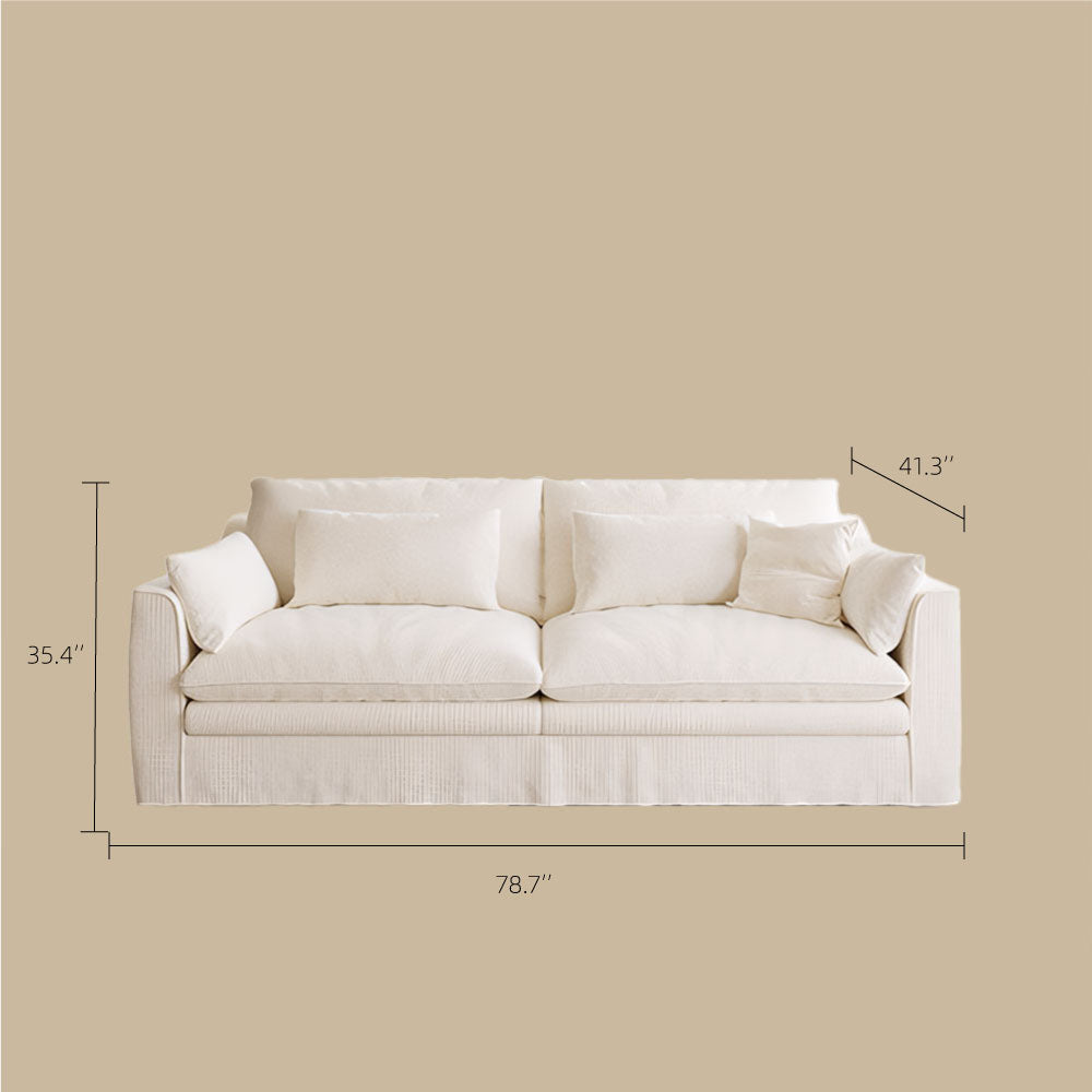 Modern Linen Fabric Sofa Removable Cover Deep Seat Feather Filled Couch